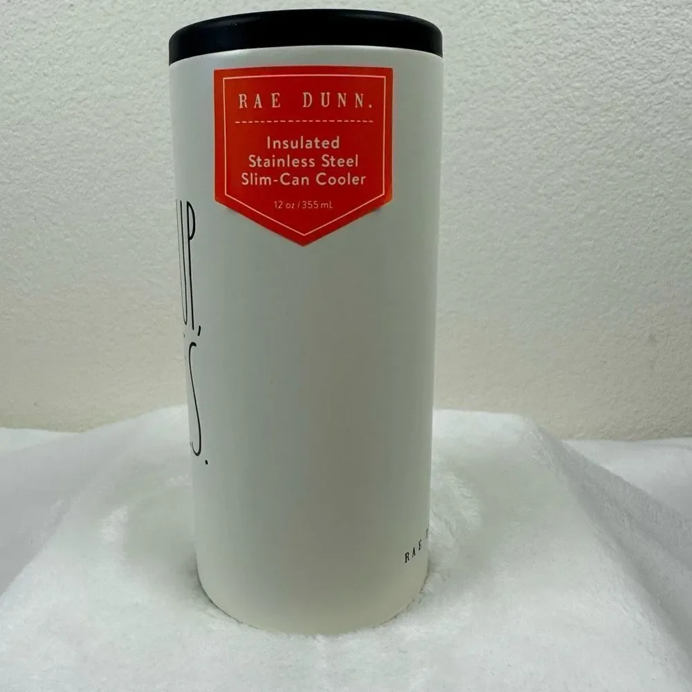 Rae Dunn Halloween DRINK UP WITCHES White Insulated Slim Can Cooler‎